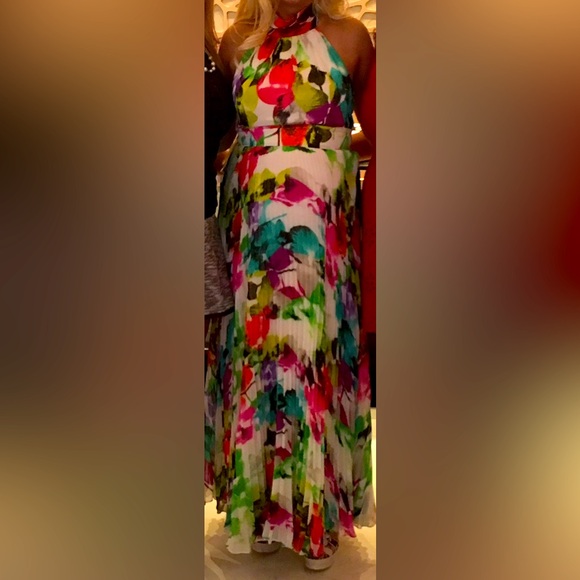 Eliza J colourful Halter Dress; Sleeveless Long Formal Gown - Picture 2 of 5